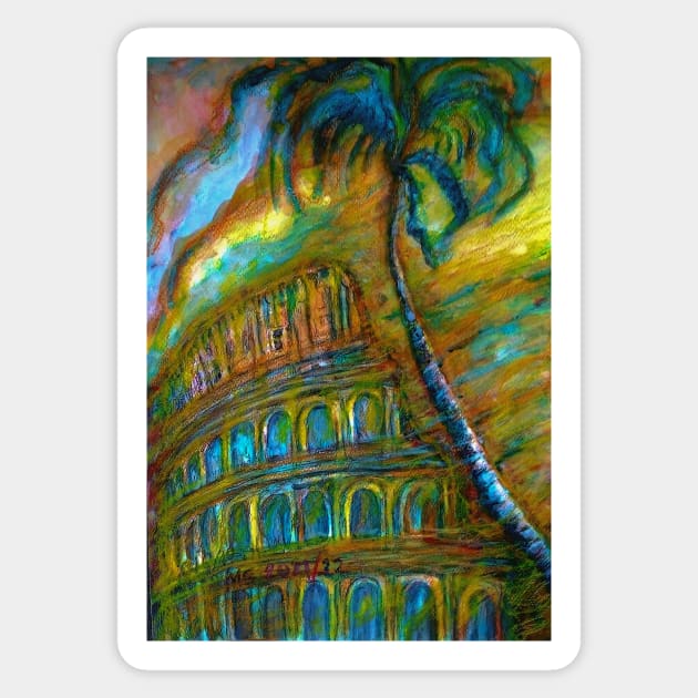 Landscape with A Palm Tree in A Sand Storm Sticker by Marsal